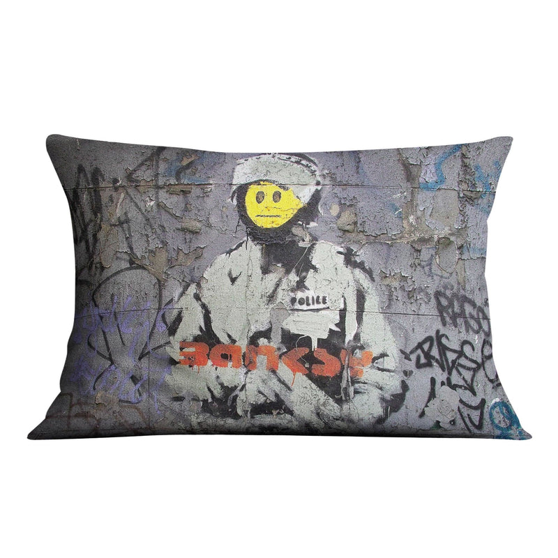 Banksy Smiley Riot Cop Cushion