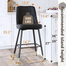 27 Inch Black Counter Height Bar Stool Set With Back Faux Leather