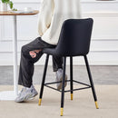 27 Inch Black Counter Height Bar Stool Set With Back Faux Leather