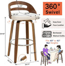 Bar Stools Set of 3 Swivel 30 Inch Beige Faux Leather
