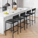 Bar Stools Four Pack With Back 25.5 Inch Rustic Black
