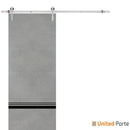Planum 0012 Concrete Barn Door and Silver Rail