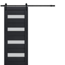 Veregio 7455 Antracite Barn Door with Frosted Glass and Black Rail