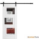 Sete 6999 White Silk Barn Door with Mirror and Black Rail