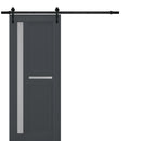 Veregio 7288 Antracite Barn Door with Frosted Glass and Black Rail