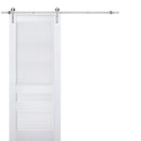 Veregio 7411 Matte White Barn Door and Silver Finish Rail