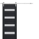 Veregio 7455 Antracite Barn Door with Frosted Glass and Silver Finish Rail