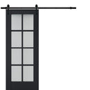 Veregio 7412 Antracite Barn Door with Frosted Glass and Black Rail