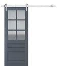 Veregio 7339 Antracite Barn Door with Frosted Glass and Silver Finish Rail