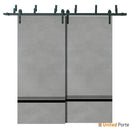Planum 0012 Concrete Double Barn Door and Black Bypass Rail