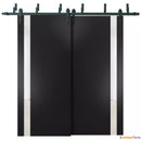 Planum 0040 Matte Black Barn Door Slab with White Glass