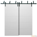 Planum 0770 Painted White Matte Double Barn Door and Black Bypass Rail