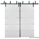 Planum 0020 White Silk Double Barn Door and Black Bypass Rail