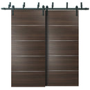 Planum 0020 Chocolate Ash Double Barn Door | Black Bypass Rails