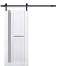 Veregio 7288 Matte White Barn Door with Frosted Glass and Black Rail