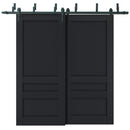 Veregio 7411 Antracite Double Barn Door and Black Bypass Rail