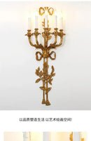 Baroque antique brass leaf wall sconce dining room 5 candle lights