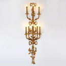 Baroque antique brass leaf wall sconce dining room 5 candle lights