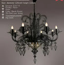 Baroque black candle chandelier with crystals for living room