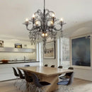 Baroque black candle chandelier with crystals for living room