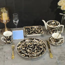 Baroque black & gold porcelain tea set – kitchen black unicorn series