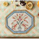 Baroque flowers fringe placemat set red & green dining room decor