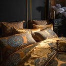 Baroque golden jacquard bedding set – gold & blue bedroom linens