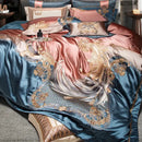 Baroque rose gold & deep teal 1500tc egyptian cotton bedding set bedroom