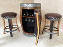 Brown Oak Barrel Bar Stool - Memory Foam Upholstery - Whiskey Barrel Stave Pub Stool - Counter Height - Handmade Wine Barrel Chair