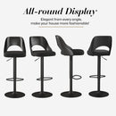 Bar Stools Set Of 3 Height Adjustable Swivel Black