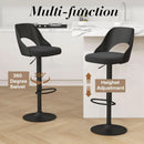Bar Stools Set Of 3 Height Adjustable Swivel Black