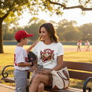 Baseball Mom Heart Graphic T-Shirt 100% Cotton Game Day Casual Top