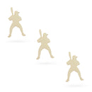 3 Baseball Players Unfinished Wooden Shapes Craft Cutouts DIY Unpainted 3D Plaques 4 Inches