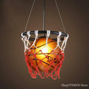Basketball pendant lights with red netting for bedroom living room