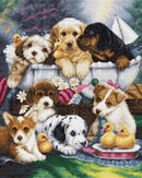 Bath Time Pups Counted Cross-Stitch Kit by Luca-S BU5025L