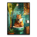 Bathroom Cat Canvas Wall Art