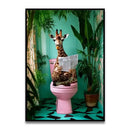 Bathroom Cat Canvas Wall Art