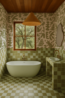 Abstract Animales Wallpaper, white and green