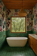 Floral Pop Wallpaper, teal and pink