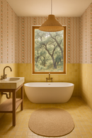 Posy Lane Stripe Wallpaper, beige and orange
