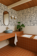 Deco Tile Wallpaper, white and black