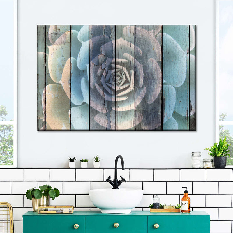 Rustic Blooming Succulent Wall Art