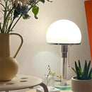 Bauhaus chrome and milk white glass table lamp bedroom light
