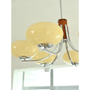 Bauhaus chrome and wood glass chandelier for living room
