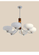 Bauhaus chrome and wood glass chandelier for living room