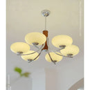 Bauhaus chrome and wood glass chandelier for living room