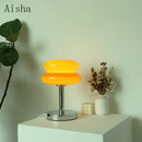 Bauhaus chrome and yellow glass table lamp bedroom light