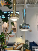 Bauhaus copper & chrome pendant lights for kitchen island