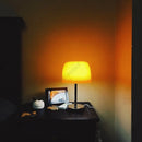Bauhaus orange glass retro table lamp for bedroom chrome base