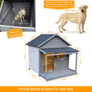 Large balcony doghouse, 44.2' long x 44.6' wide x 44.6' high solid wood asphalt roof dog house for large dogs with large terrace, weatherproof large dog house,